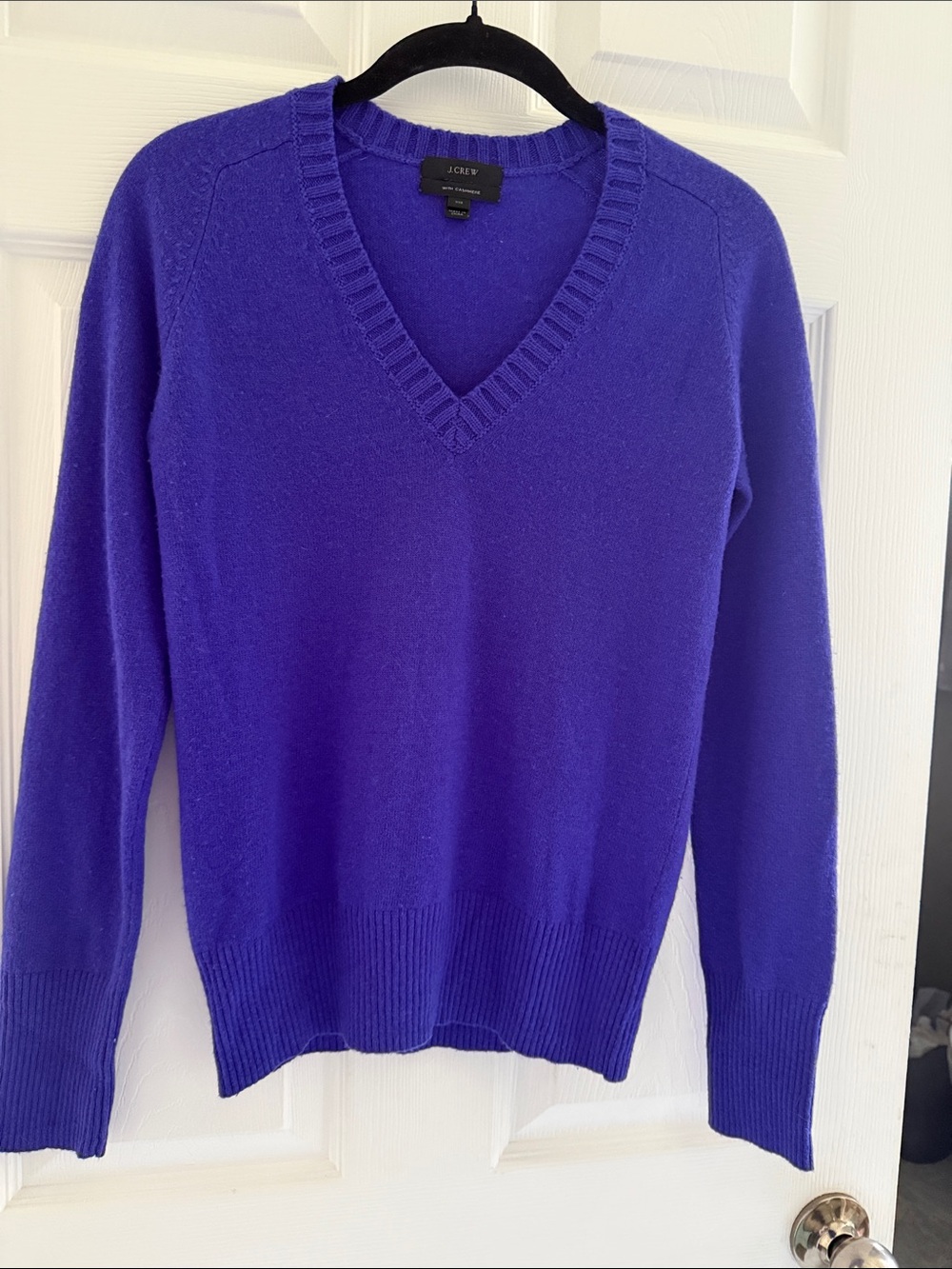 J. Crew Women's Wool/Cashmere Blend V-Neck Sweater in Deep Purple